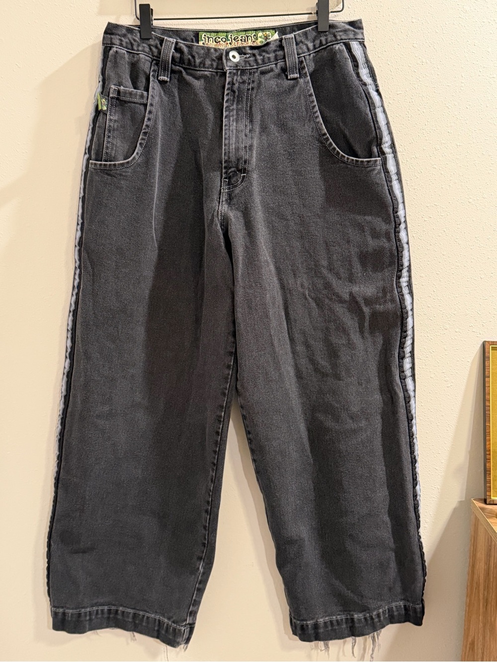 JNCO Sidewinders VTG 90s Size 34 Faded Black Baggy Wide Leg Jeans Made In USA